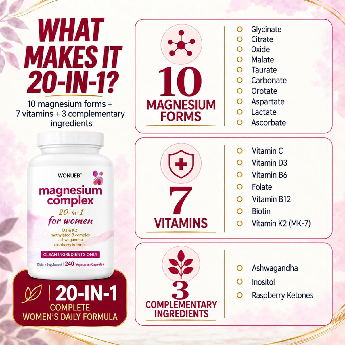 Magnesium Complex for Women, Calm & Sleep Support
